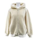  ヘレンチア HERENCIA ボア フリース パーカー ジャケット 38 ベージュ 切替 ジップアップ 裏地