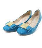 コールハーン COLE HAAN TALI MODERN BOW BLLT バレエシューズ リボン 7.5B ブルー エナメル