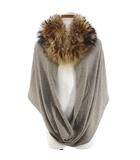 マーレンダム MARLENEDAM ニット ストール スヌード マフラー 茶系 ブラウン ラクーンファー ウール