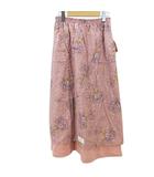 ピンクハウス PINK HOUSE フレアスカート ロング丈 ピンク系 エプロン風 花柄 スエット生地 サイドポケット