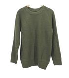 コムサコミューン COMME CA COMMUNE 長袖 ニット セーター M 緑系 グリーン ラウンドネック ワッフル編み 無地 シンプル