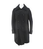 ダブルブレスト コート ミドル丈 36 黒系 ブラック ダブルボタン 日本製
