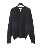 エディーバウアー EDDIE BAUER 長袖 ニット セーター L 紺系 ネイビー 無地 Vネック タグ付