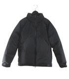 ナンガ NANGA SHIPS any 別注 オーロラ ダウン ジャケット M 黒系 ブラック ダブルジップ スタンドカラー フード内蔵 ロゴ プリント 裏地