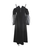 ユナイテッドトウキョウ UNITED TOKYO 2way アームチュール ワンピース ロング丈 FREE 黒系 ブラック 切替 ジップ 裏地 日本製 タグ付