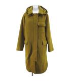  SEWING ステンカラーコート ロング丈 ONE 黄系 マスタードイエロー 無地 比翼 フード 裏地