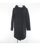 シップス SHIPS コート フーディー パーカー ミドル丈 比翼 36 紺系 ネイビー ジップアップ ポケット 毛 ウール アンゴラ 裏地 無地