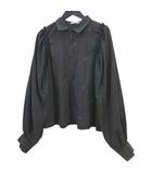 オリーブデオリーブ OLIVE des OLIVE 長袖 ブラウス F 黒系 ブラック 花柄 ボリューム袖 フリル バックタック