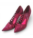 ルイヴィトン LOUIS VUITTON パンプス ポインテッドトゥ カットワークデザイン 38.5 パープル ピンク レザー イタリア製