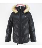 ルコックスポルティフ le coq sportif スポーツウェア リバーシブル ダウン ジャケット S 黒系 ブラック ダブルジップ フード ロゴ 刺繍