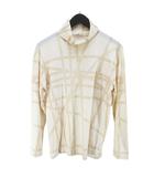 エルメス HERMES ボルデュックハイネックカットソー マルジェラ期 リボン柄 長袖 L ベージュ系