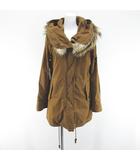 ブラック バイ マウジー BLACK by moussy モッズコート ミドル丈 比翼 ラクーンファー 毛皮 中綿 1 茶系 ブラウン ジップアップ ライナー 裏地 無地