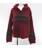  レヴ ブルー reve bleu 長袖 ニット セーター パーカー M-L 赤系 レッド ミックス リブ タグ付