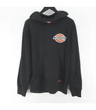 ディッキーズ Dickies 長袖 パーカー プルオーバー XL 黒系 ブラック ロゴ 文字 刺繍 ワッペン カンガルーポケット