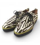 ヒステリックグラマー HYSTERIC GLAMOUR CREPE SOLES DERBY シューズ ゼブラ柄 厚底 ホワイト 白  牛毛革