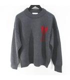 アミ アレクサンドル マテュッシ ami alexandre mattiussi BFUKS006.018 長袖 ニット セーター S 灰系 グレー ロゴ リブ 毛 ウール