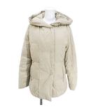 ダウンジャケット ミディアム丈 38 ベージュ系 スナップボタン ポケット 裏地 無地