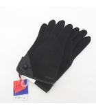 ウンガロ UNGARO 手袋 5本指 グローブ カシミヤ 黒系 ブラック ロゴ 文字 刺繍 タグ付