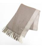 ヘリンボーン柄 マフラー ストール カシミヤ 茶系 ブラウン ロゴ 文字 刺繍 フリンジ