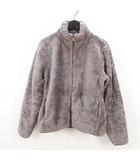 ユニクロ UNIQLO 長袖 ボア フリース ジャケット S グレー系 ジップアップ サイドポケット ハイネック