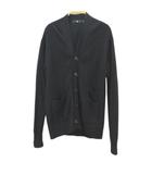 +J 長袖 ニットカーディガン L 黒系ブラック Vネック サイドポケット 無地