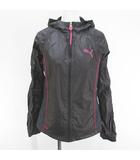 プーマ PUMA スポーツウェア パーカー ジャケット 薄手 M 黒系 ブラック ジップアップ ロゴ プリント 裏地メッシュ