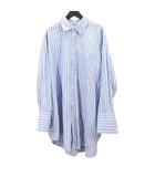 フリークスストア FREAKS STORE 長袖 オーバーシャツ F 青系 ブルー ストライプ柄 胸ポケット ラウンドヘム