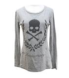 ハイドロゲン HYDROGEN 10th Anniversary 長袖 Tシャツ カットソー S 灰系 グレー ミックス スカル プリント クルーネック