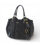 プラダ PRADA ギャザー トートバッグ  斜め掛けショルダー ゴールド金具