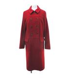 トゥーシー TWO:C ステンカラーコート ウールコート ロング丈 赤系 レッド 無地 ダブルボタン 裏地