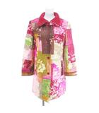 レオナール LEONARD ステンカラーコート コート  カシミヤ混 9R ピンク系 日本製 毛 ウール アンゴラ 総柄