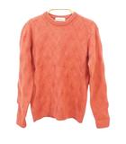 ブラック&ホワイト BLACK&WHITE 長袖 ニット セーター ピンク系 カシミヤ混 シルク混 透かし編み クルーネック