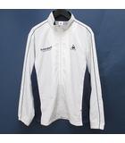 ルコックスポルティフ le coq sportif スポーツウェア ナイロン ジャケット L 白系 ホワイト バイカラー ジップアップ ロゴ 刺繍 フリース裏地