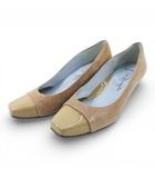 銀座かねまつ GINZA Kanematsu パンプス スクエアトゥ 23.0㎝ ベージュ レザー エナメル 日本製