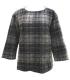 自由区 オンワード樫山 チェック柄 ニット カットソー 38 ベージュ バックジップ ラメ 裏地