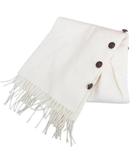 ヒルトップ Hilltop マフラー ストール ショール 白系 ホワイト フリンジ ボタン 毛 ウール アンゴラ 無地