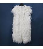 ザラ ベーシック ZARA BASIC フェイクファー ベスト ジレ ロング S 白系 アイボリー 無地 ノーカラー 裏地