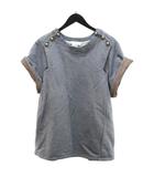 クロエ CHLOE 12SHT61-12S089 半袖 スウェット トレーナー S 灰系 グレー レザー 切替 肩ボタン リブ フランス製