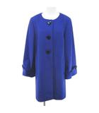 22オクトーブル 22 OCTOBRE ノーカラーコート ミドル丈 44 青系 ブルー ポケット アンゴラ 毛 ウール 裏地 無地