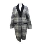 アメリカンラグシー AMERICAN RAG CIE チェック柄 チェスターコート ロング丈 F 灰系 グレー 切替 ボタン 裏地 日本製