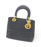 クリスチャンディオール Christian Dior レディディオール ハンドバッグ ゴールドチャーム ブラック 黒系 キャンバス