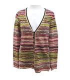 ミッソーニ MISSONI ボーダー柄 長袖 ニットカーディガン 40 マルチカラー Vネック ループボタン イタリア製