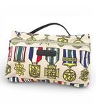 ロンシャン LONGCHAMP Jeremy Scott ジェレミー・スコット コラボ メダル柄ハンドバッグ ベージュ キャンバス レザー