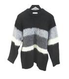 フリークスストア FREAKS STORE 長袖 ニット セーター S 黒系 ブラック ライン リブ 毛 ウール