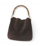グッチ GUCCI バンブー ショルダーバッグ 001-1705-1638 ブラウン 茶系 スエード  レザー コンビ イタリア製