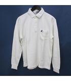 ブラック&ホワイト BLACK&WHITE ゴルフウェア 長袖 ポロシャツ カットソー M 白系 ホワイト 日本製 ロゴ 刺繍 ワッペン 胸ポケット 裏起毛