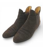 サルヴァトーレフェラガモ Salvatore Ferragamo ショートブーツ サイドゴア パイピンク 7B ブラウン 茶系 スエード イタリア製