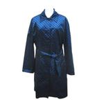 ゲラルディーニ GHERARDINI ステンカラーコート ミドル丈 42 青系 ブルー 光沢 ロゴ 総柄 ボタン イタリア製