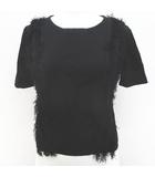 エムプルミエ ブラック M-Premier BLACK 半袖 ニット カットソー 36 黒系 ブラック 無地 フリンジ