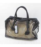 コレクションプリヴェ COLLECTION PRIVEE? レザー ビニール コンビ ボストンバッグ ハンドバッグ  ブラック 黒系